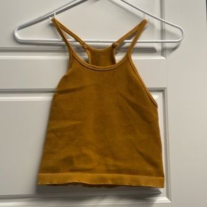 Free People Movement happiness runs  long crop dark yellow tank size small